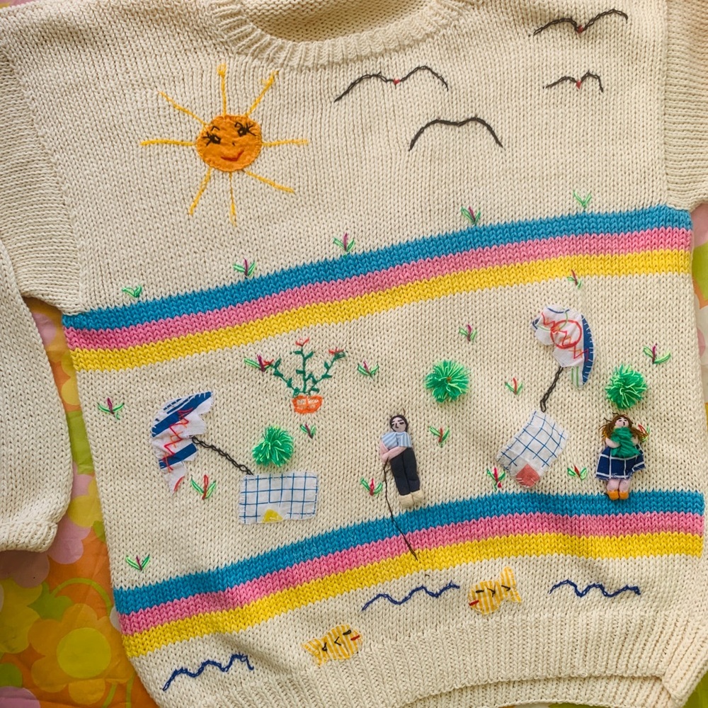 VT 1980s Beach Scene Sweater